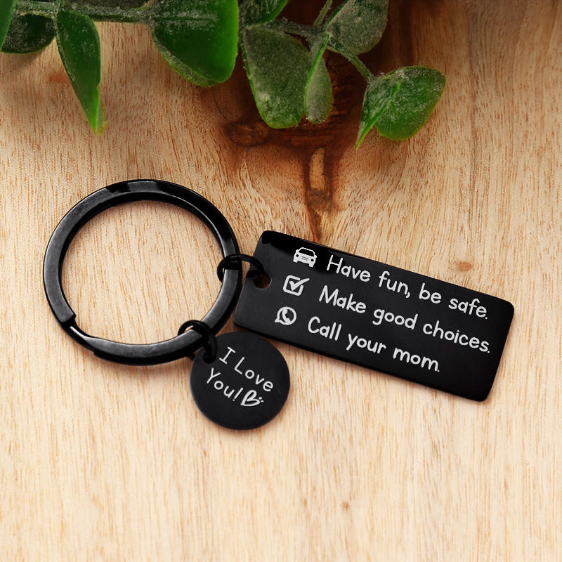 

Call Your Mom I Love You Heart Keychain, Black, 498222