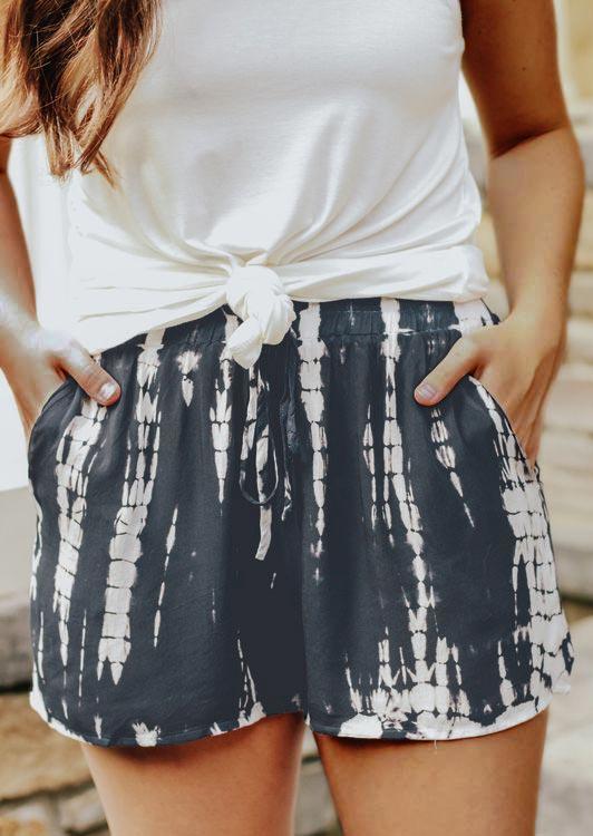 

Tie Dye Elastic Waist Pocket Sports Shorts - Dark Grey, 498389