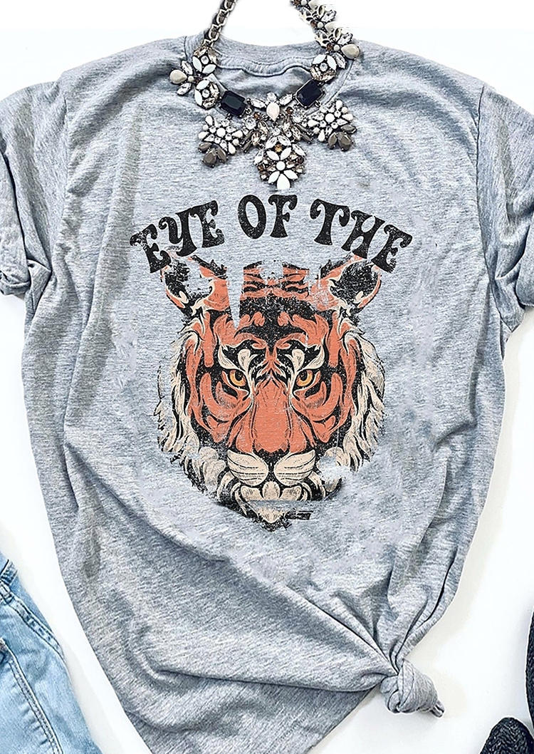 

Eye Of The Tiger O-Neck T-Shirt Tee - Gray, 498478