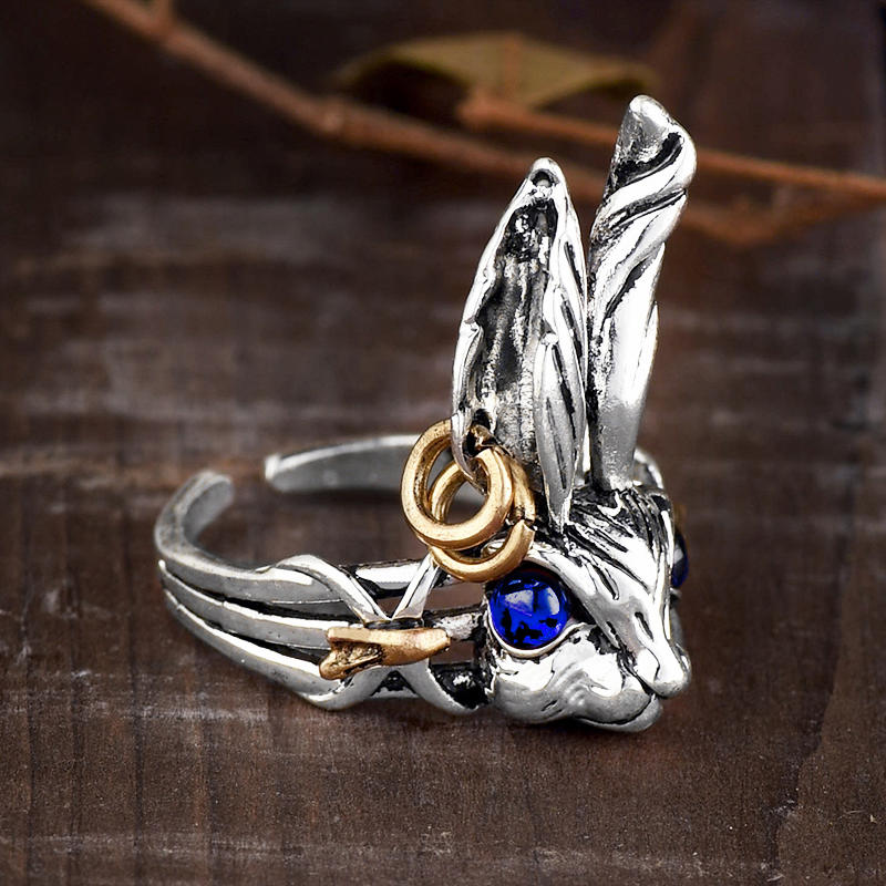 

Rabbit Hollow Out Open Adjustable Ring, Blue, 498461