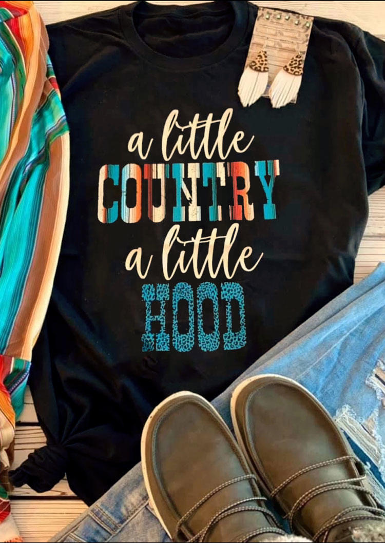 

A Little Country A Little Hood O-Neck T-Shirt Tee - Black, 498504