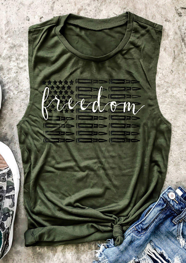 

Freedom American Flag O-Neck Tank - Army Green, 498635