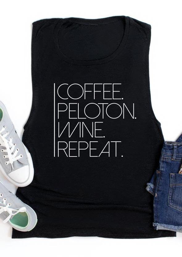 

Coffee Peloton Wine Repeat Casual Tank - Black, 498659