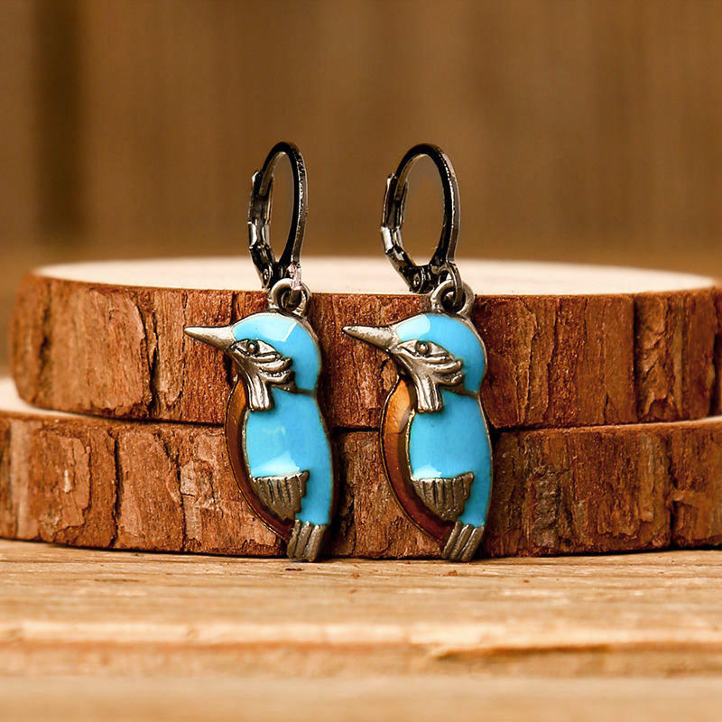 

Vintage Turquoise Bird Pendant Earrings - Cyan, 497305