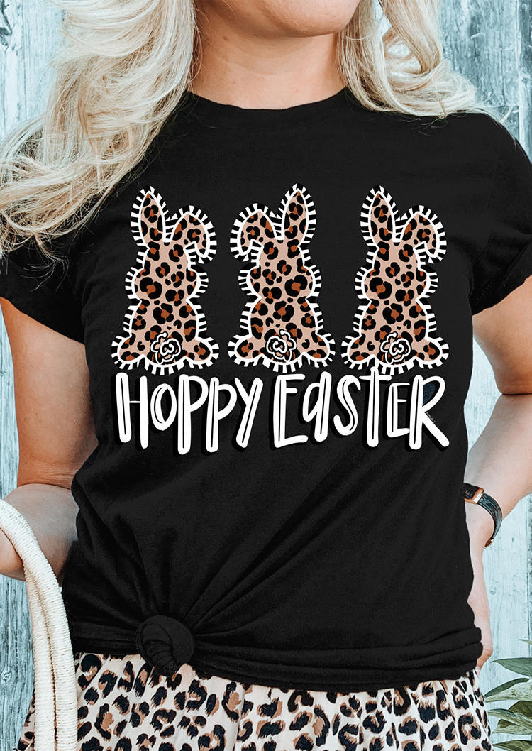 

Leopard Hoppy Easter Graphic T-Shirt Tee - Black, 498774