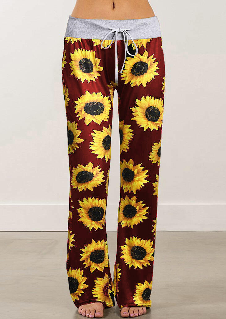 Sunflower Drawstring Wide Leg Pants - Black