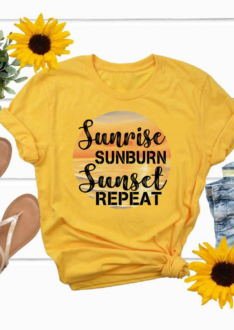 

Sunrise Sunburn Sunset Repeat T-Shirt Tee - Yellow, 498856