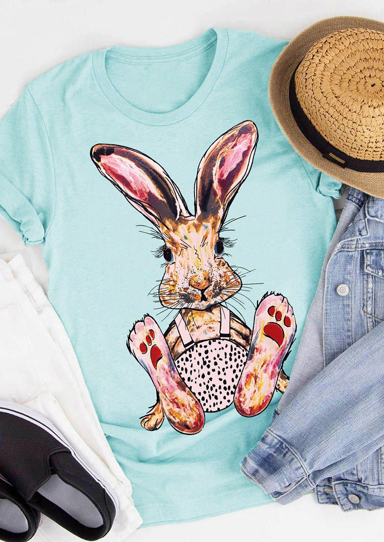 

Easter Day Bunny O-Neck T-Shirt Tee - Cyan, 498889