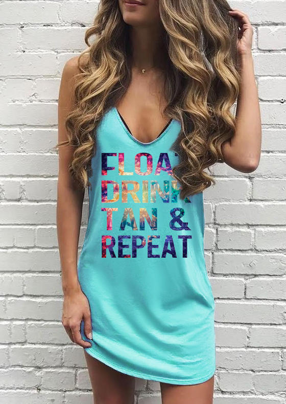 

Tie Dye Float Drink Tan & Repeat Mini Dress - Cyan, 498912