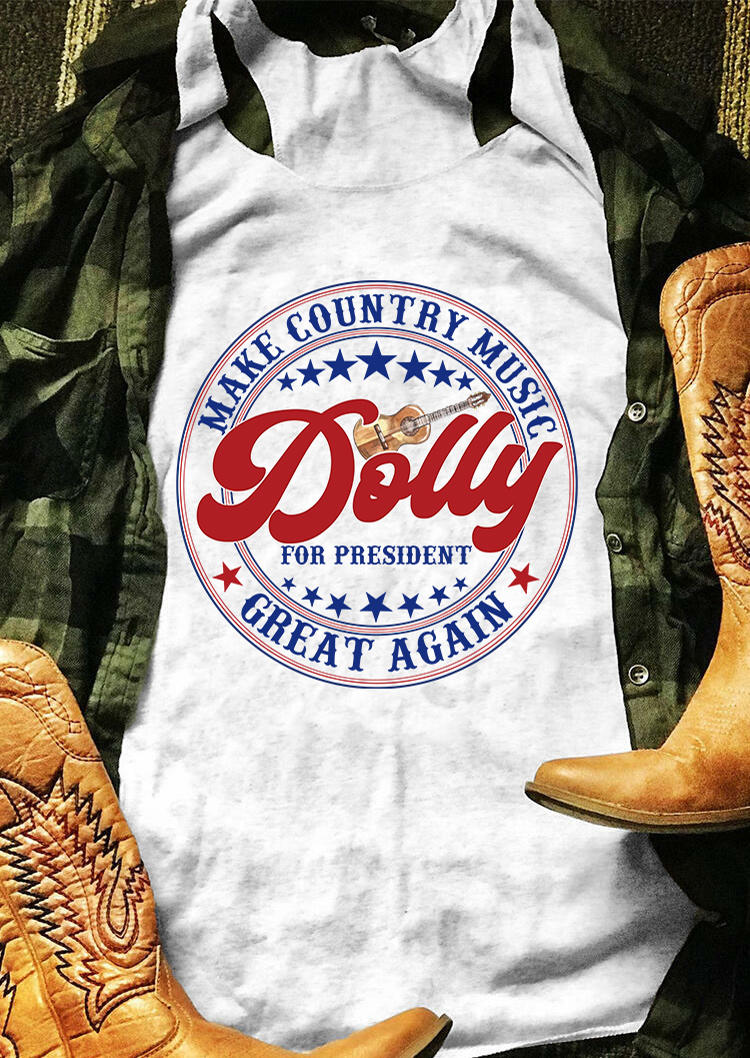 

Make Country Music Great Again Dolly Star Racerback Tank - Light Grey, 499027