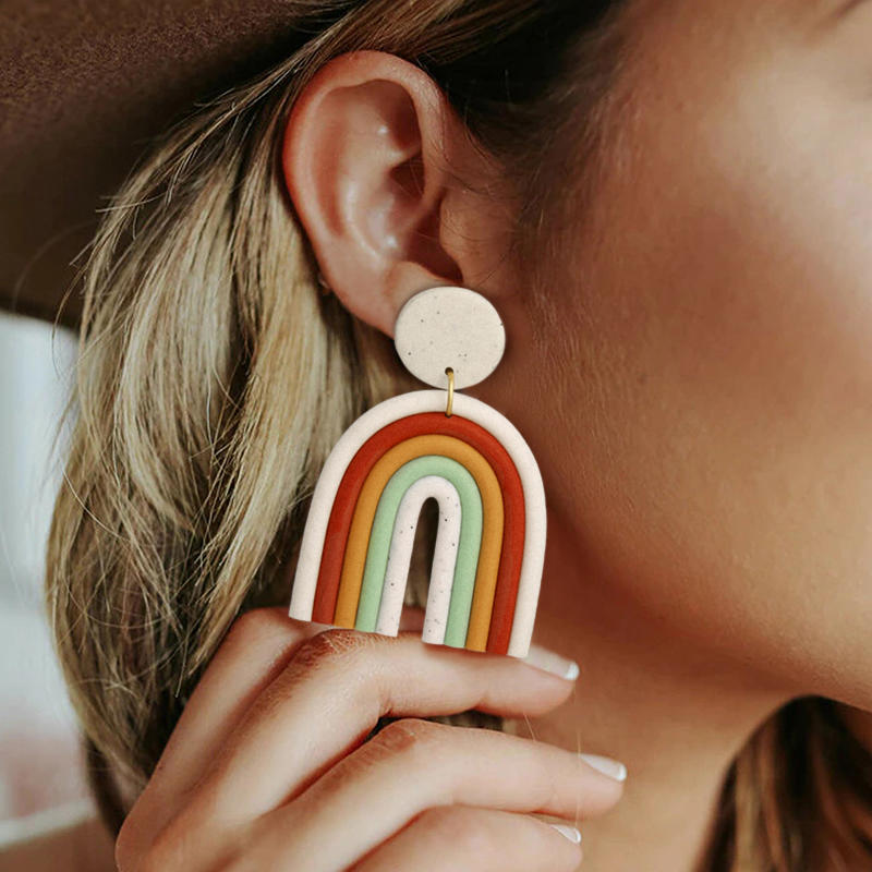 

Creative Rainbow Pendant Earrings, Multicolor, 499226