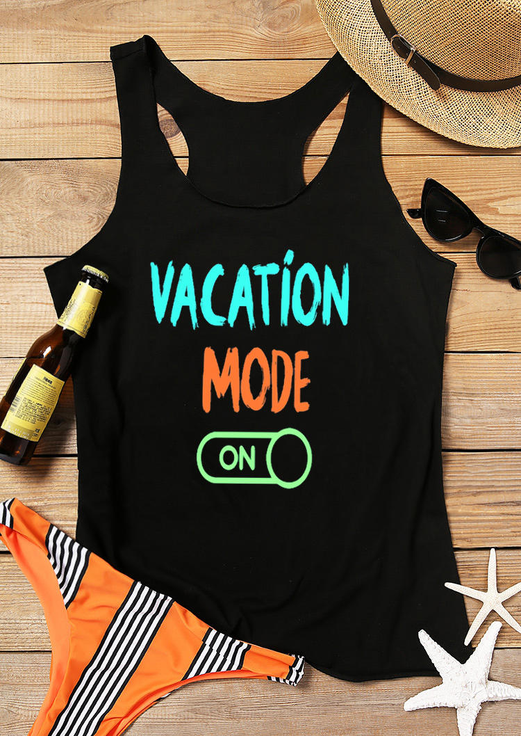 

Vacation Mode On Racerback Casual Tank - Black, 499277