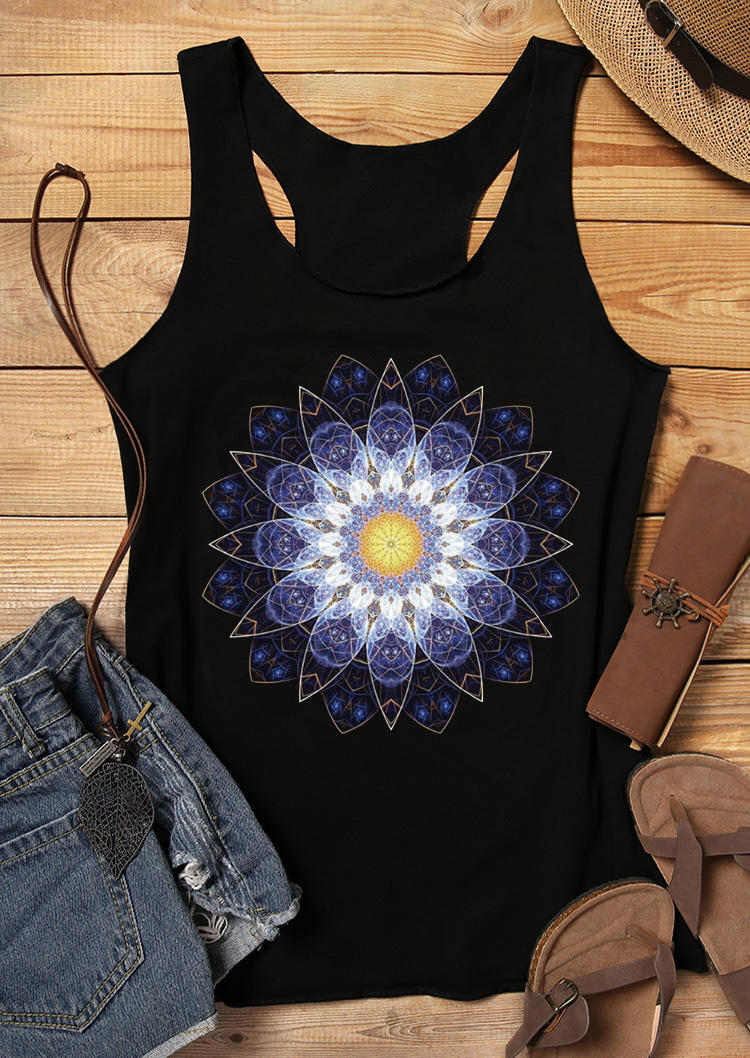 

Mandala Racerback O-Neck Tank - Black, 499349