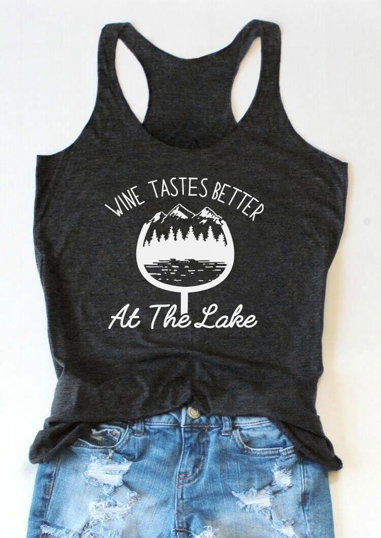 

Wine Tastes Better At The Lake Racerback Tank - Dark Grey, 498277