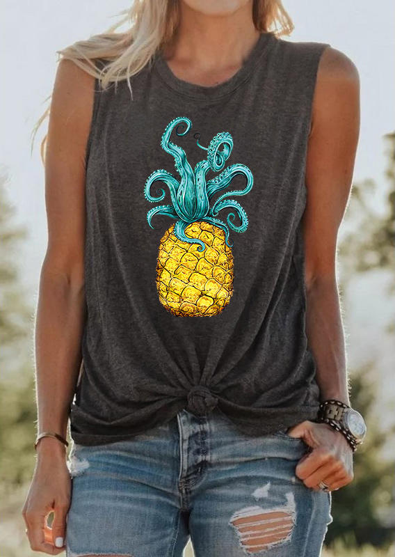 

Pineapple Octopus Casual Tank - Dark Grey, 499380