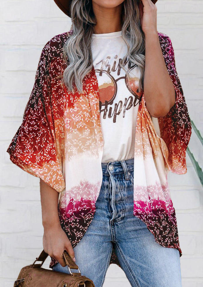 

Gradient Floral Asymmetric Open Front Cardigan, Multicolor, 499502
