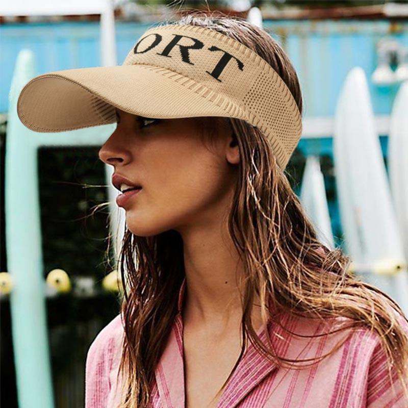

Breathable Sport Letter Hollow Out Sun Hat, Black;khaki, 499419