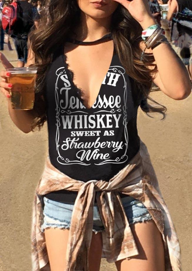 

Whiskey Sweet As Strawberry Wine Hollow Out Tank - Black, 499461