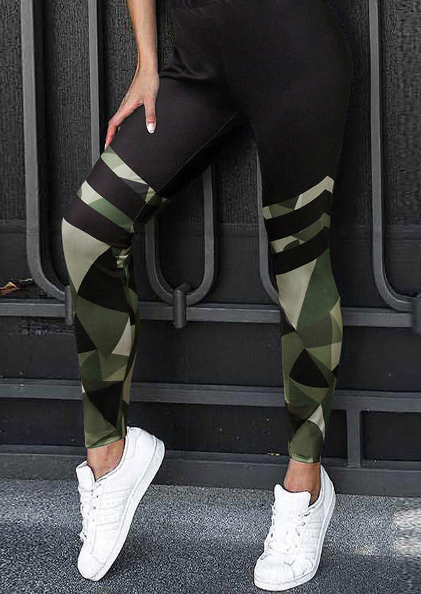 

Camouflage Elastic High Waist Yoga Sports Fitness Leggings - Black, 499536