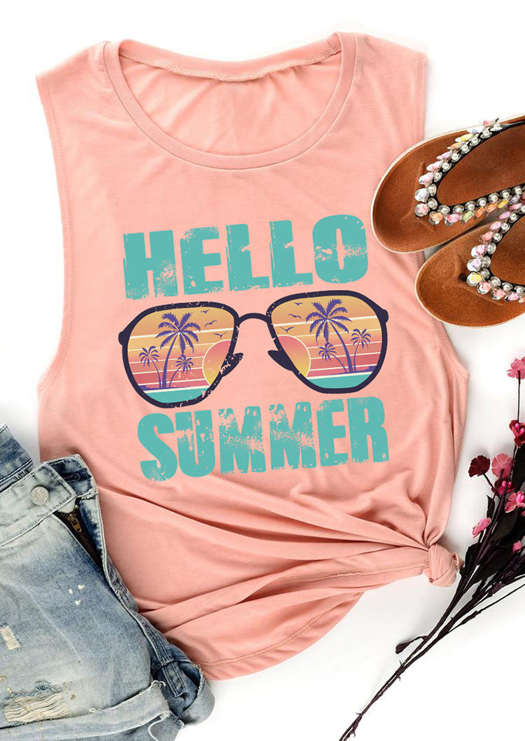 

Hello Summer Glasses Casual Tank - Pink, 499657