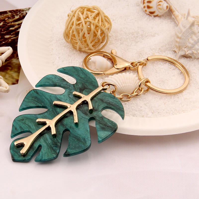 

Bohemian Palm Leaf Alloy Keychain - Green, 499735