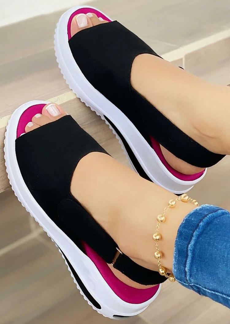 

Comfortable Peep Toe Platform Sandals - Black, 499768
