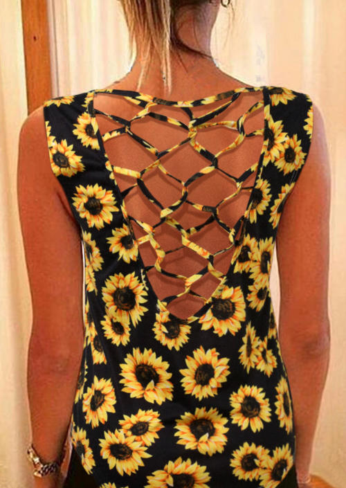 

Sunflower Criss-Cross Casual Tank - Black, 499426