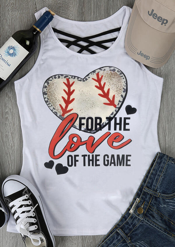

For The Love Of The Game Baseball Heart Tank - White, 499941