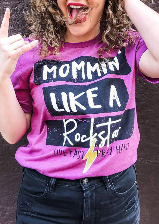 

Mommin' Like A Rock Star T-Shirt Tee - Purple, 500070