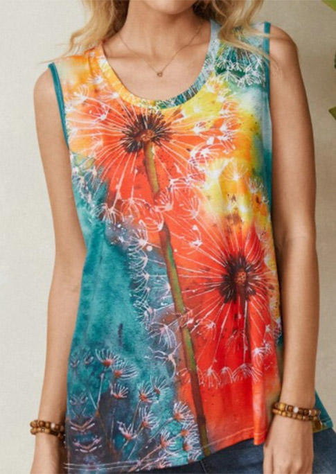 

Dandelion Oil Painting Casual Tank, Multicolor, 500128