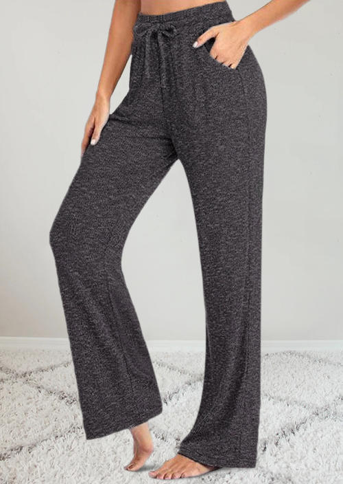 

Pocket Drawstring Elastic Waist Wide Leg Pants - Dark Grey, 500388