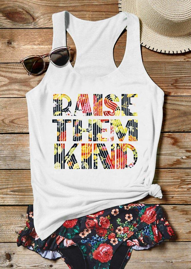 

Floral Raise Them Kind Racerback Tank - White, 500581