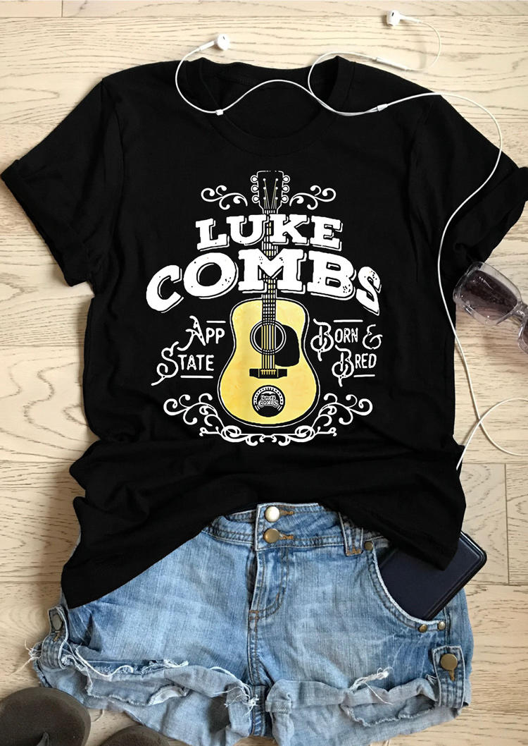 

Guitar Luke Combs O-Neck T-Shirt Tee - Black, 500719