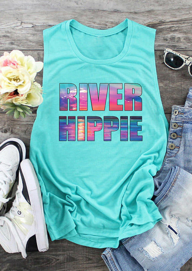 

River Hippie O-Neck Casual Tank - Light Blue, 499715