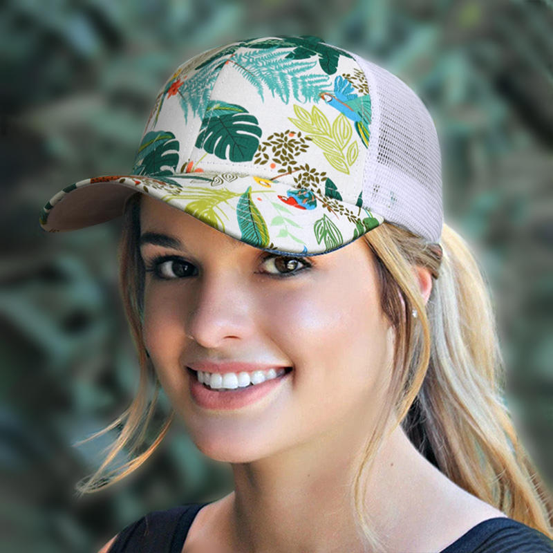 

Palm Leaf Mesh Splicing Hollow Out Baseball Cap, Green, 499770
