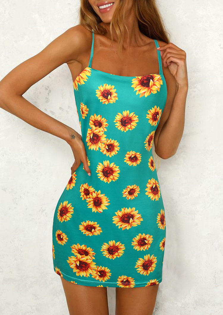 

Sunflower Adjustable Strap Bodycon Dress - Cyan, 500664