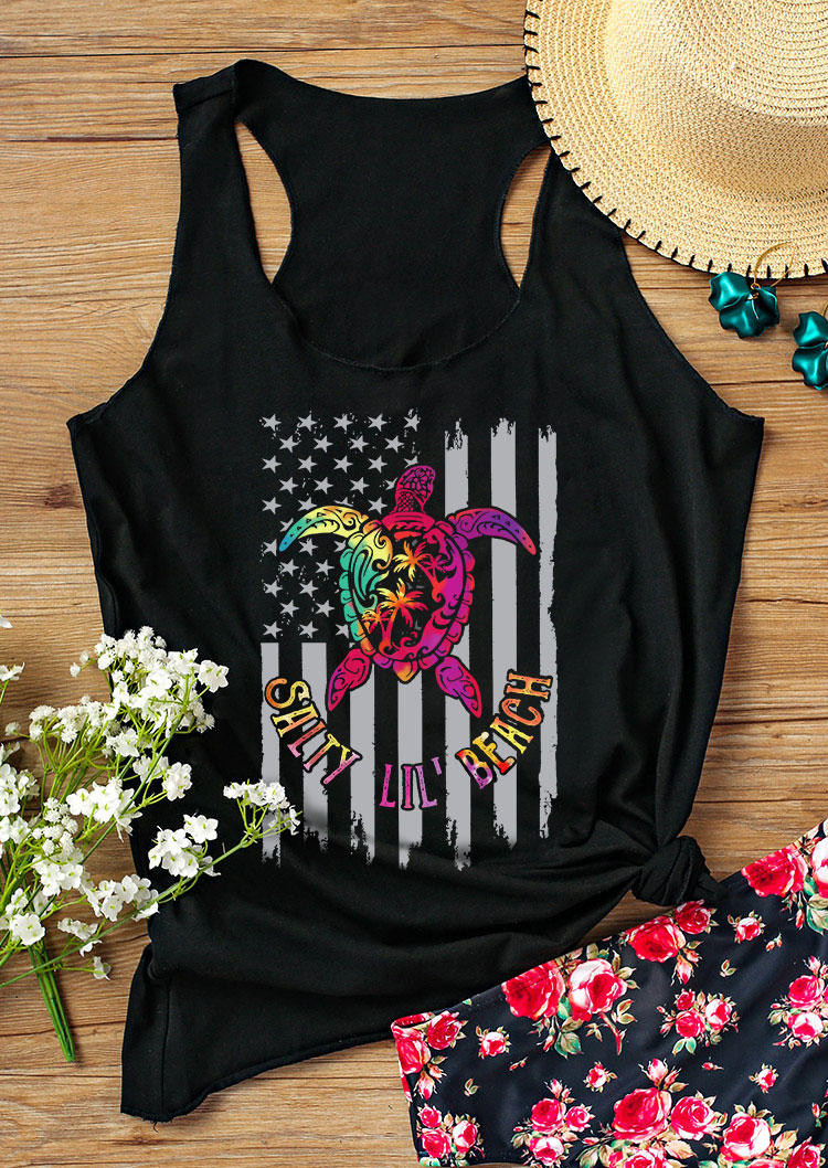 

Colorful Turtle Salty Lil' Beach American Flag Tank - Black, 500750