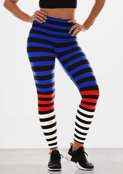 

Colorful Striped Elastic Waist Yoga Sports Fitness Leggings, Stripe, 500882