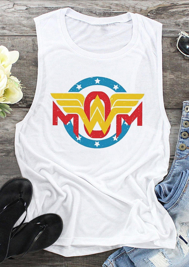 

Super Mom Star Casual Tank - White, 500921