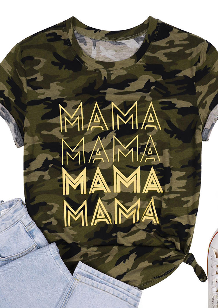 

Camouflage Mama O-Neck T-Shirt Tee, 501216