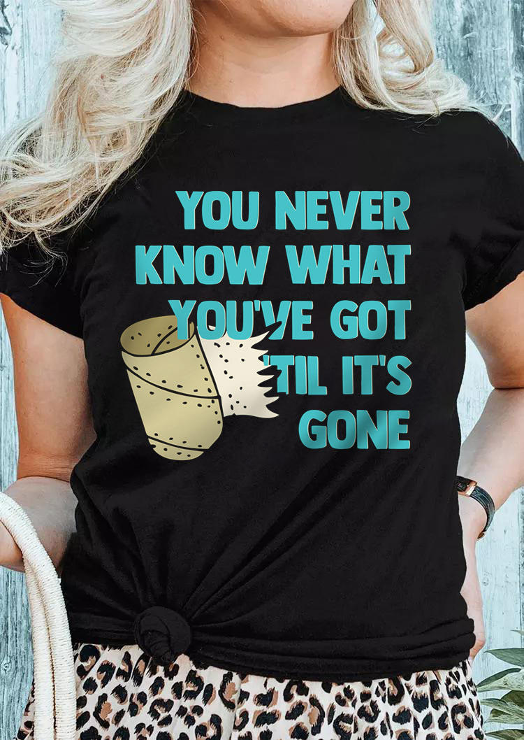 

Toilet Paper Shortage Letter Graphic T-Shirt Tee - Black, 501228