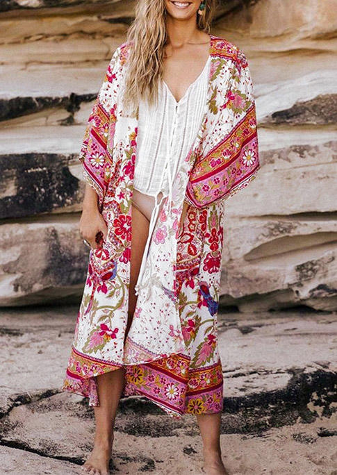 

Bohemian Floral Open Front Cardigan, Multicolor, 501235