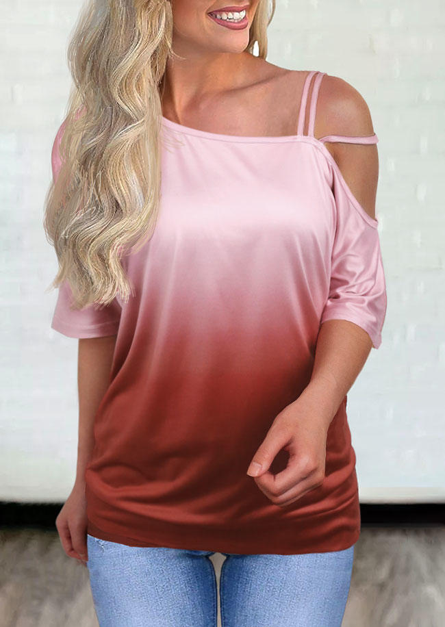 

Gradient Slash Neck Casual Blouse, Multicolor, 500455