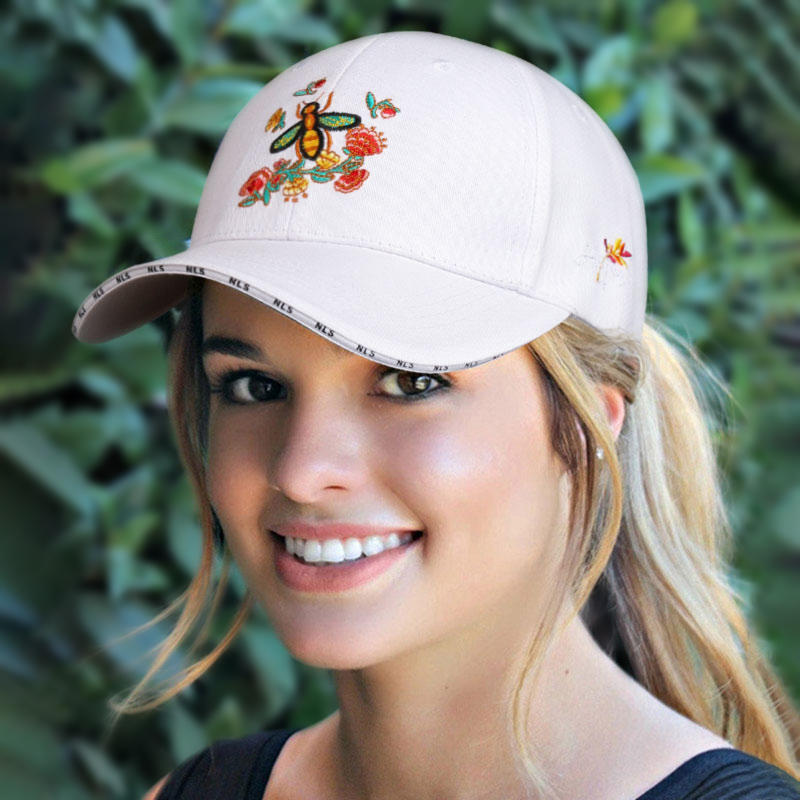 

Floral Bee Embroidery Adjustable Baseball Cap, Black;white, 500186