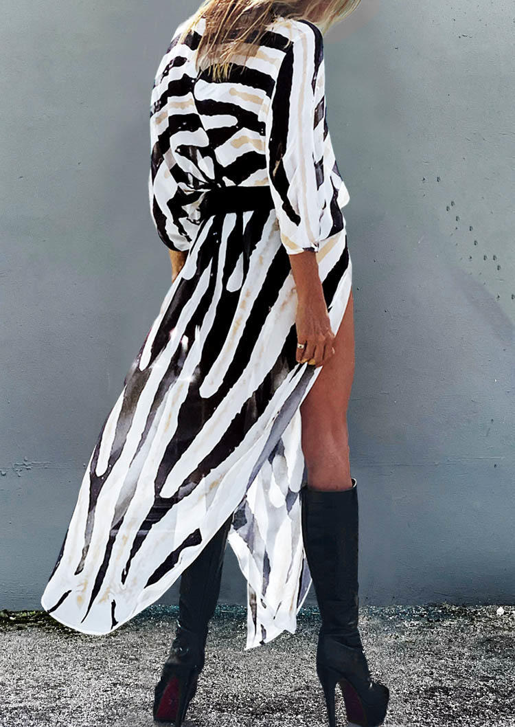 

Striped Slit Batwing Sleeve Cardigan, Multicolor, 500256
