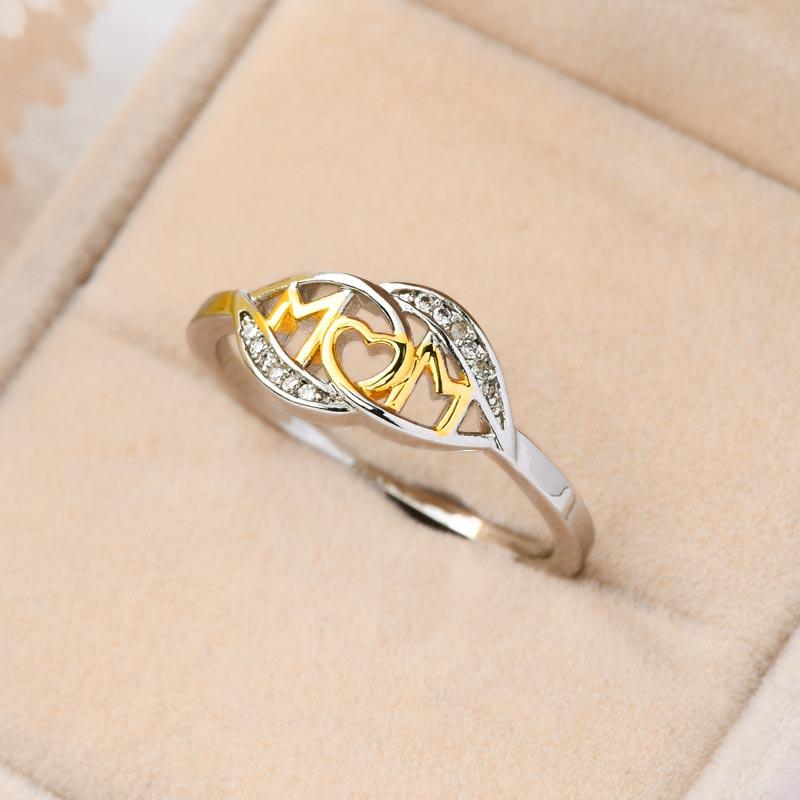 

Hollow Out Mom Heart Rhinestone Ring - Gold, 501297