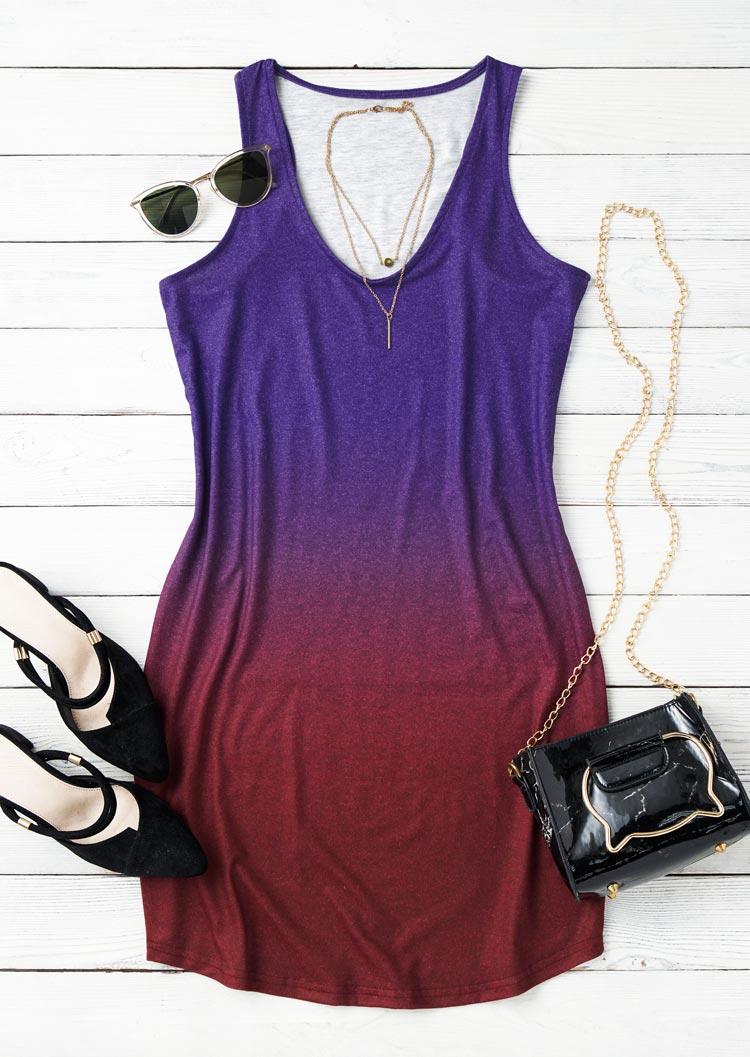 Gradient Sleeveless Mini Dress