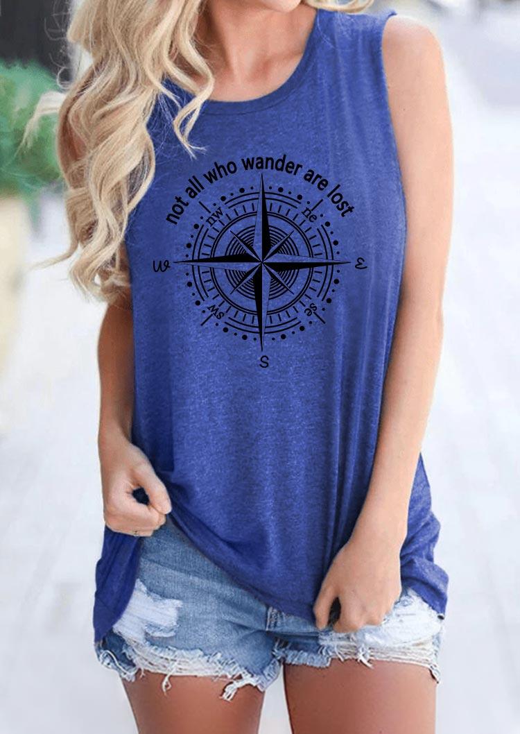 

Not All Who Wander Are Lost Compass Tank - Blue, 501662