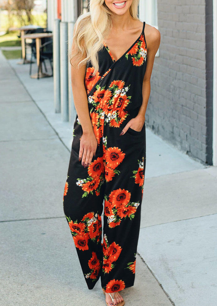 

Sunflower Pocket Spaghetti Strap Jumpsuit - Black, 501682