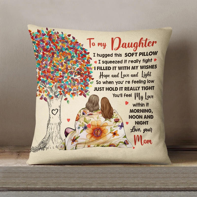 

Mom To Daughter Colorful Tree Pillowcase without Pillow, Beige, 501769